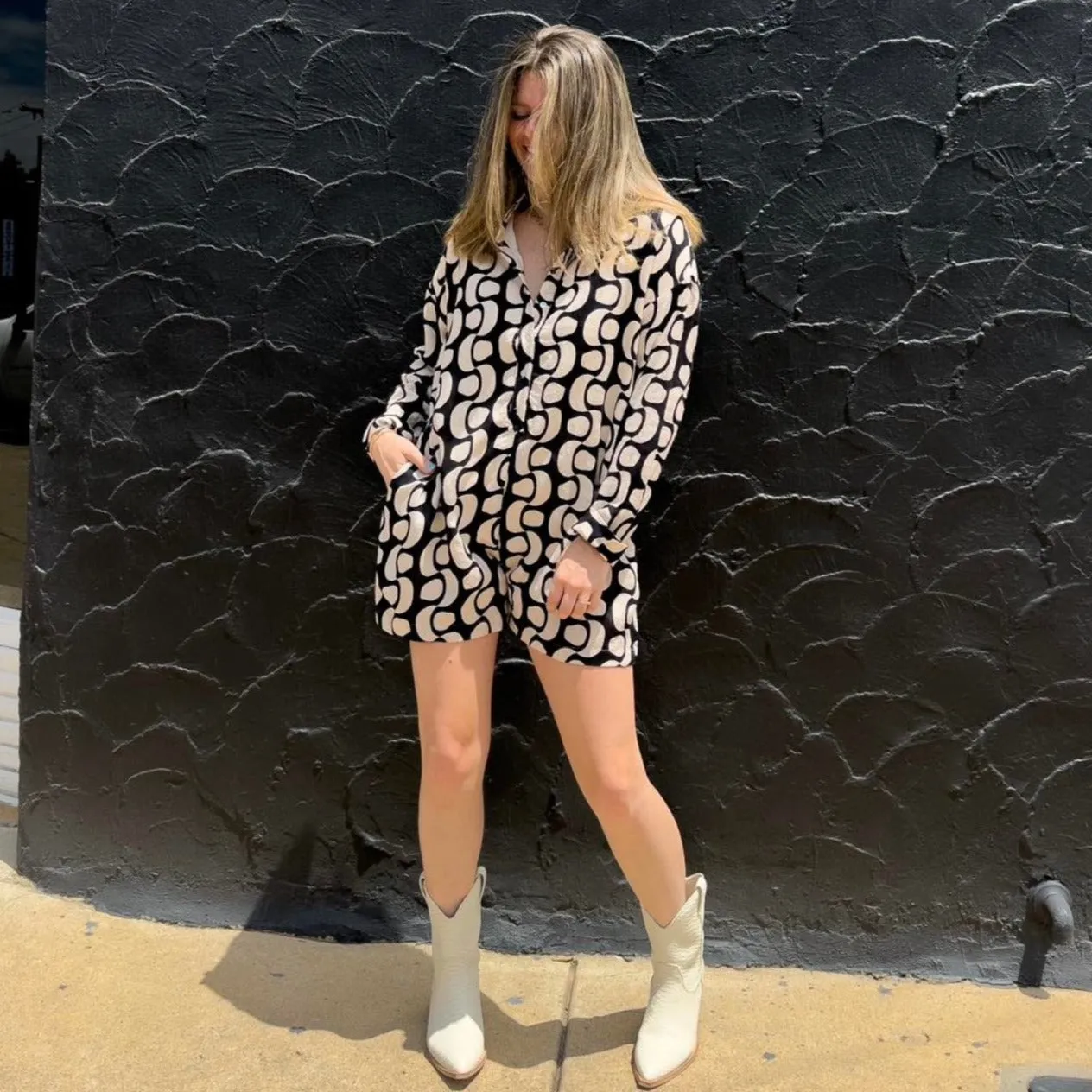 Loose Fit Printed Romper