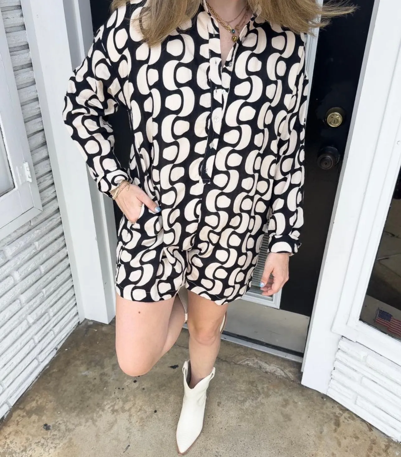 Loose Fit Printed Romper