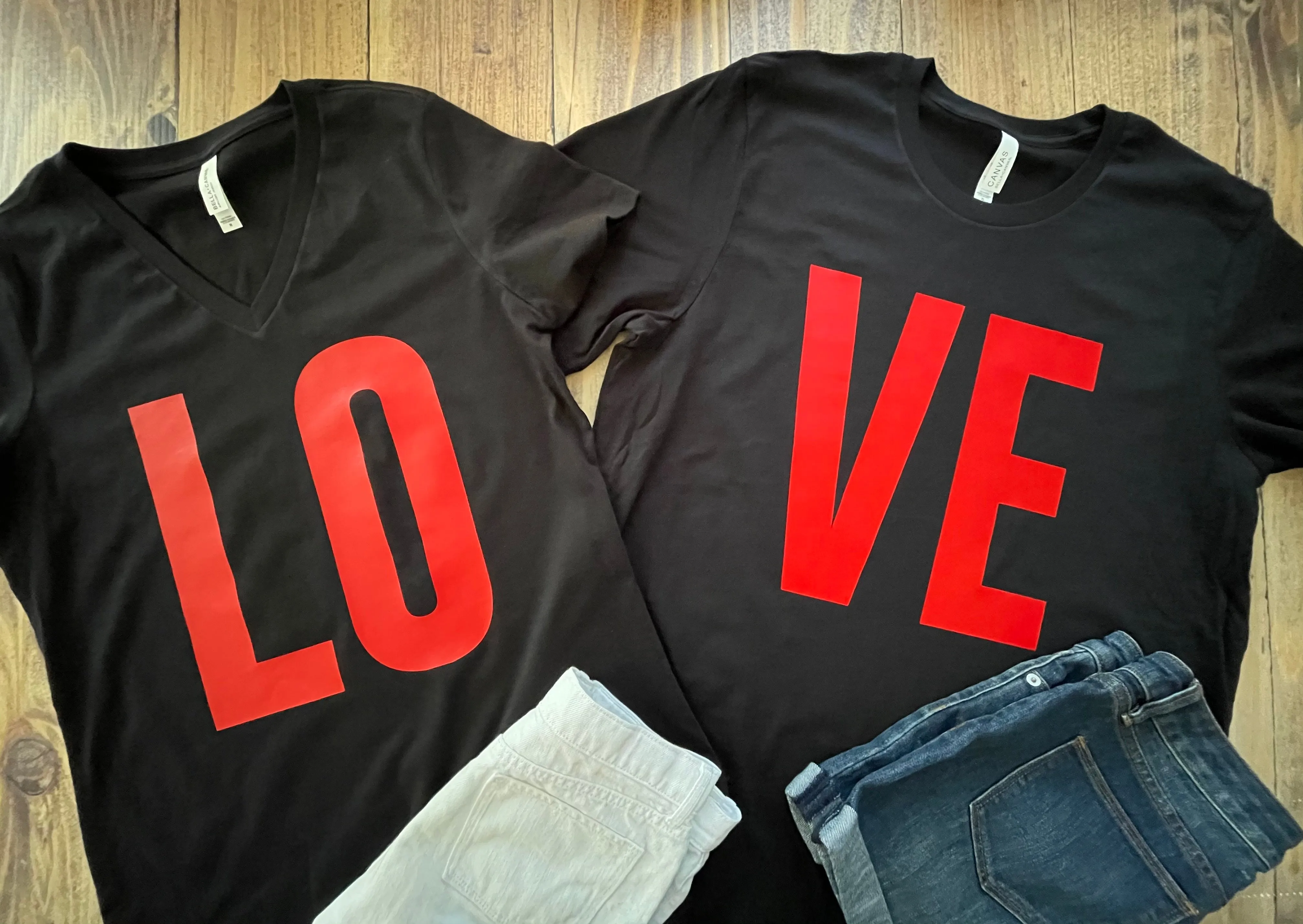 LOVE Couples Valentine's Day Shirt, LO Matching Tees