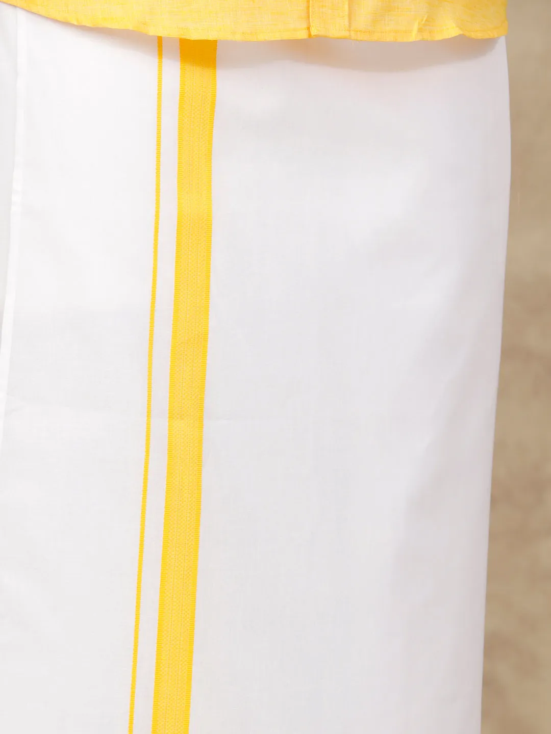 Men Matching Dhoti & Full Sleeves Shirt Set Lite Yellow CC3
