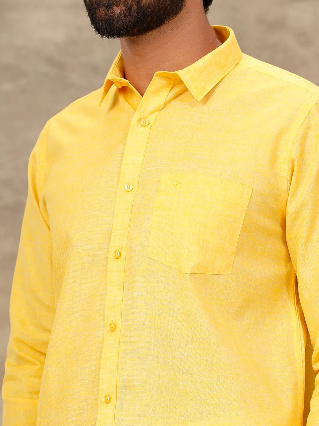 Men Matching Dhoti & Full Sleeves Shirt Set Lite Yellow CC3