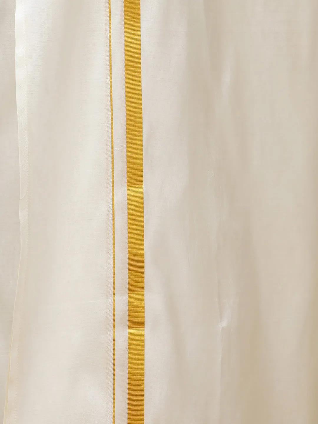 Mens Cream Full Sleeves Shirt with Adjustable Double Dhoti Art Silk Combo