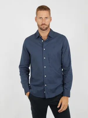 Nautica Long Sleeve Linen Shirt Navy