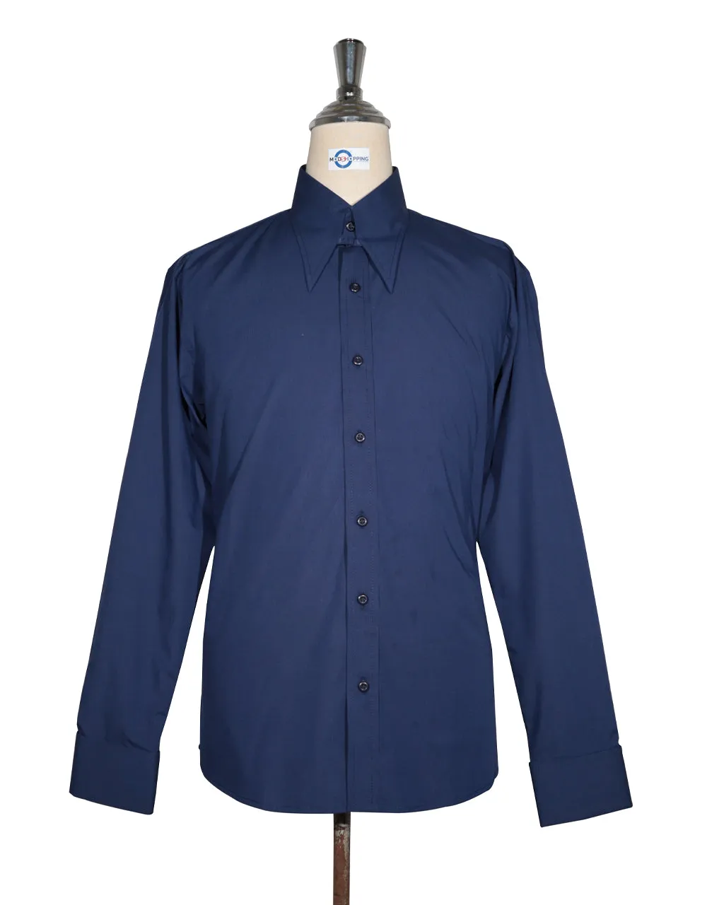 Navy Blue Tab Collar Shirt