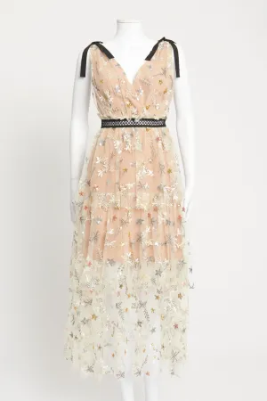Nude Star Embroidered Preowned Midi Dress
