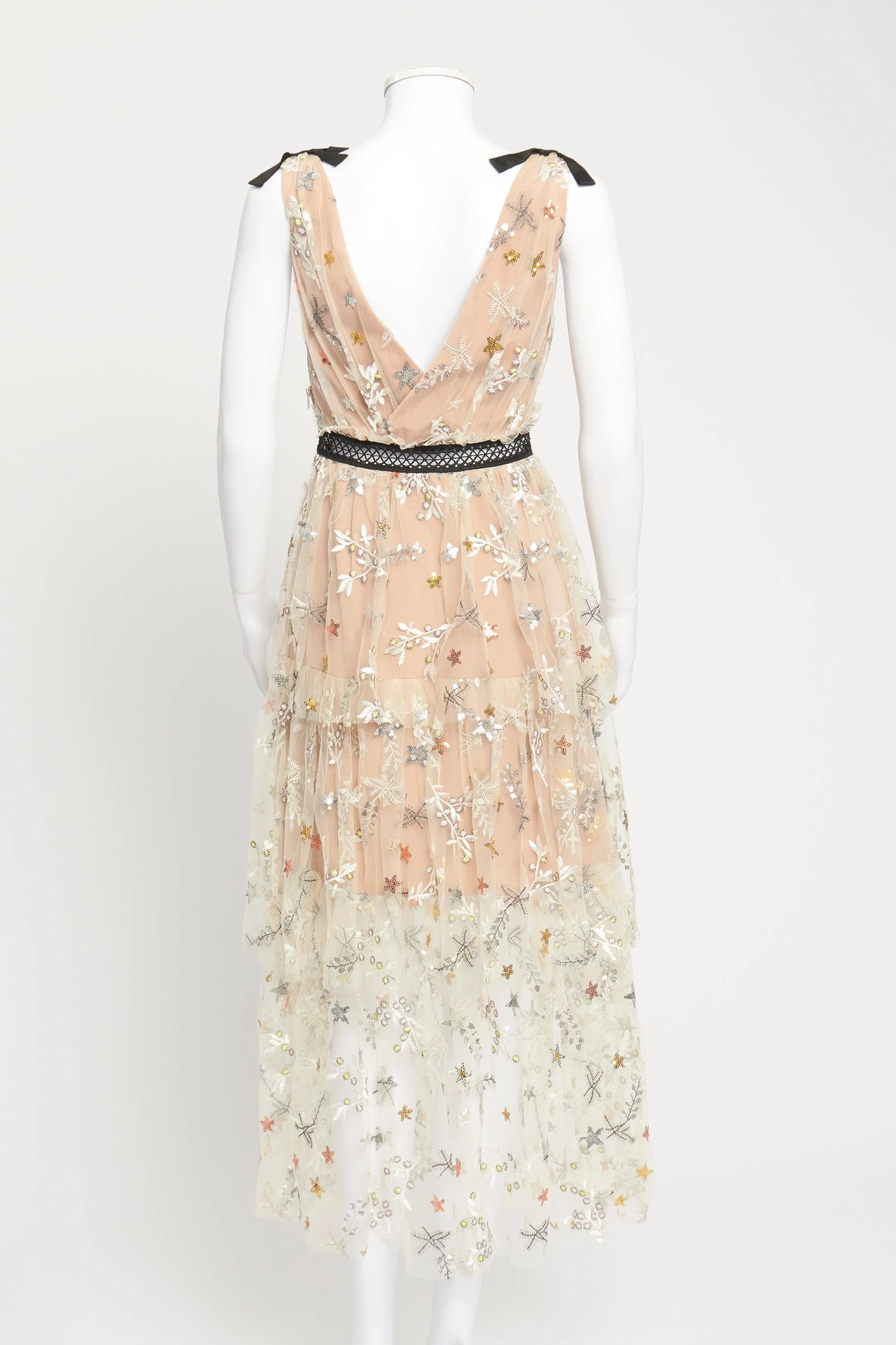 Nude Star Embroidered Preowned Midi Dress