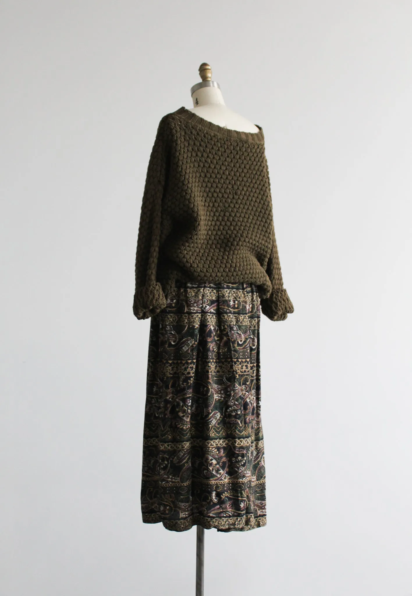 olive branch midi skirt