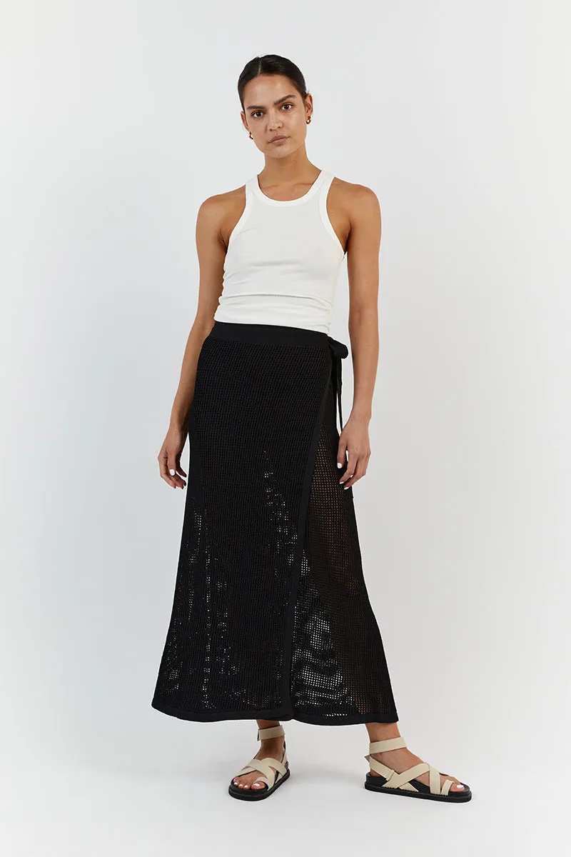 OPHELIA BLACK CROCHET WRAP SKIRT