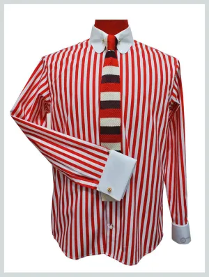 penny collar shirt| red and white stripe mod shirt uk
