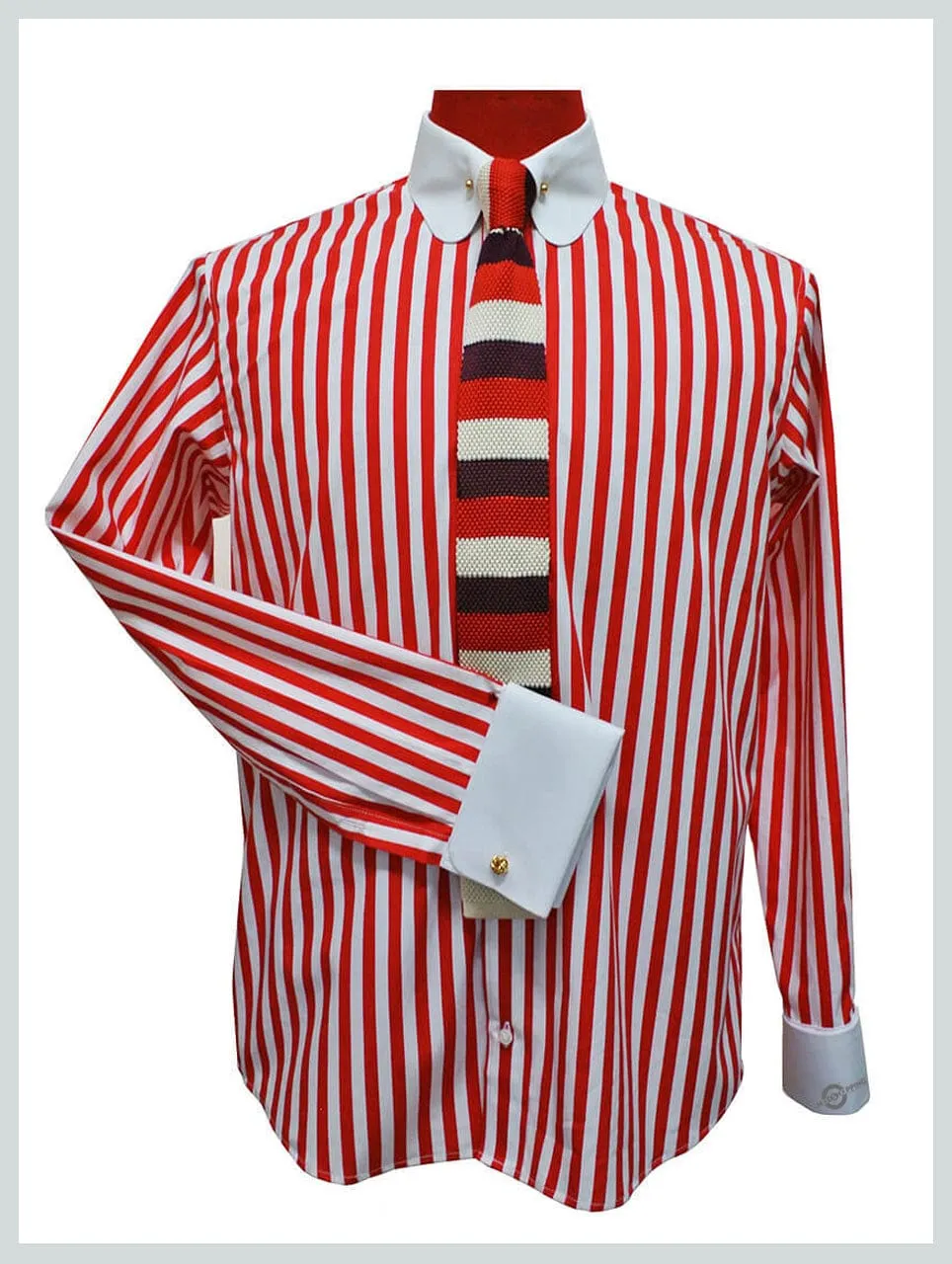 penny collar shirt| red and white stripe mod shirt uk