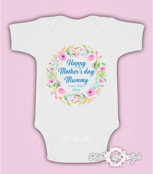 Personalised Wreath First Mothers Day Baby Kids 2021 Body Suit Vest Boy
