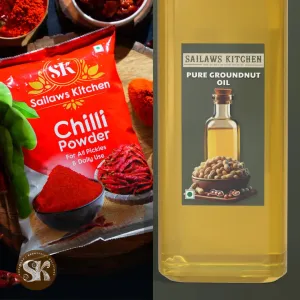 Pickle Chilli Powder - 1 KG with 500ml Groundnut (Palli) Oil | Free Aavayakaya Add-Ons | Limited Time Only!
