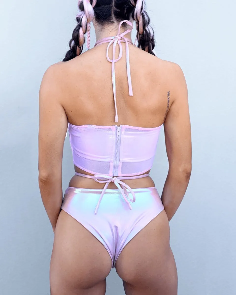 Pink 4-Ring Cutout Bodysuit