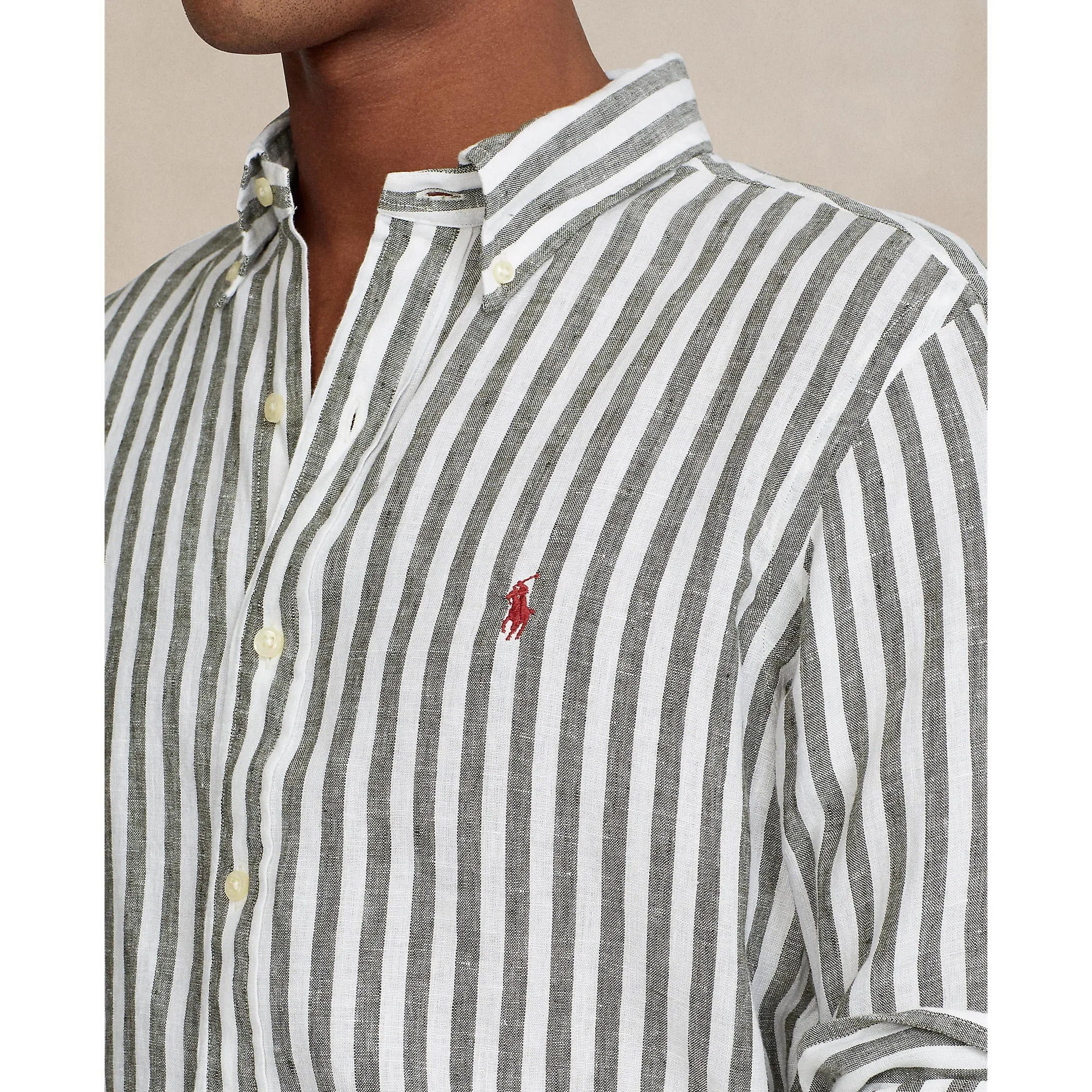 Polo Ralph Lauren - Linen Shirt - Stripe - Olive & White