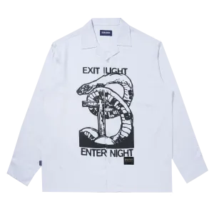 PRAYER L/S Printed Souvenir Shirt  [White]