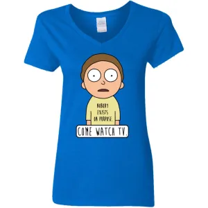 Rick And Morty Come Watch Tv Quote Women V-Neck T-Shirt