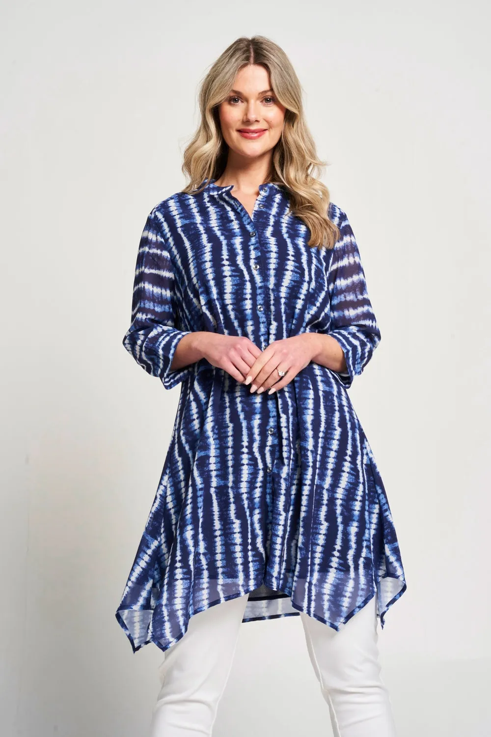 Saloos Fully Lined Band Collar Shirt Dress