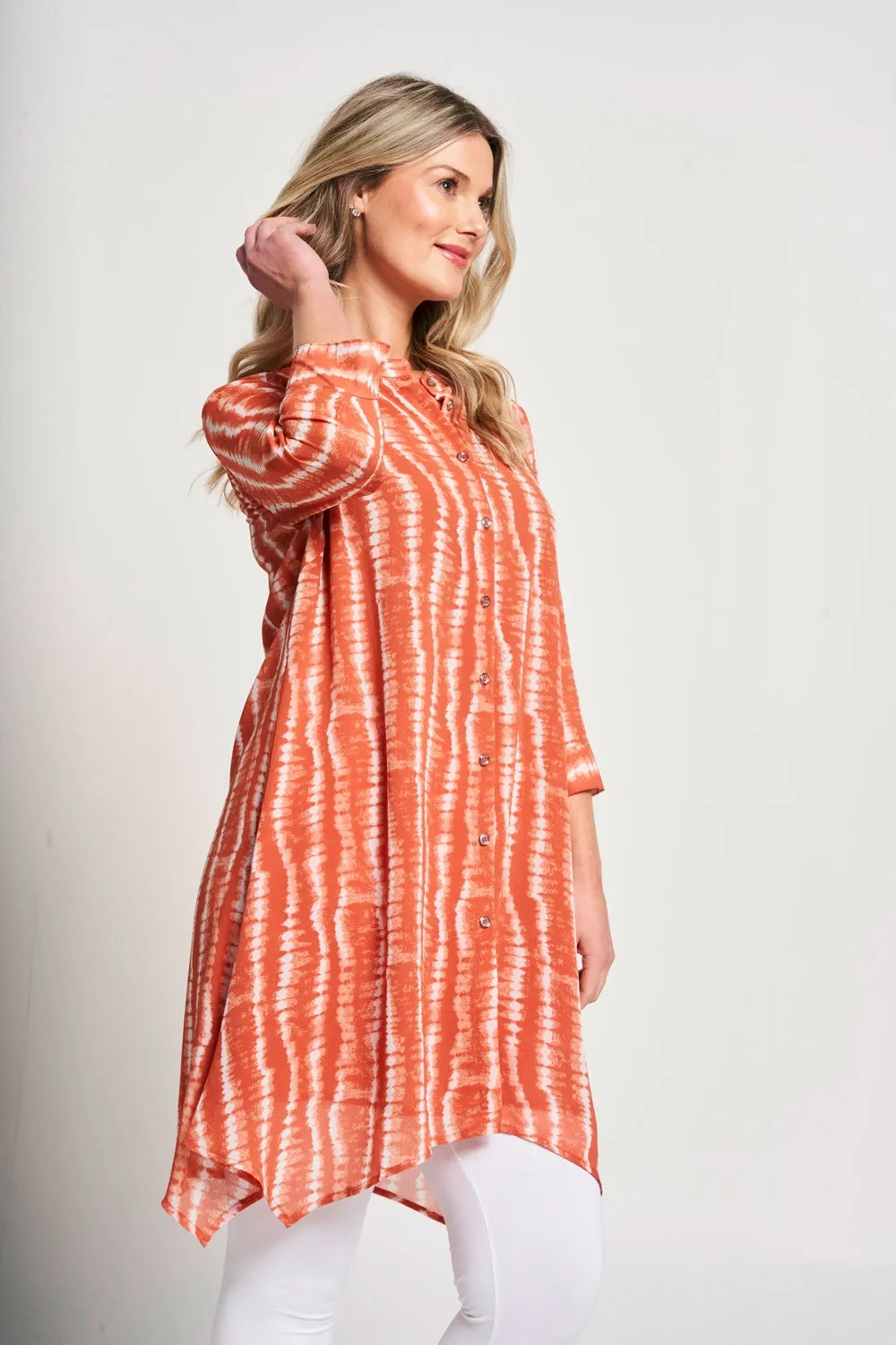 Saloos Fully Lined Band Collar Shirt Dress