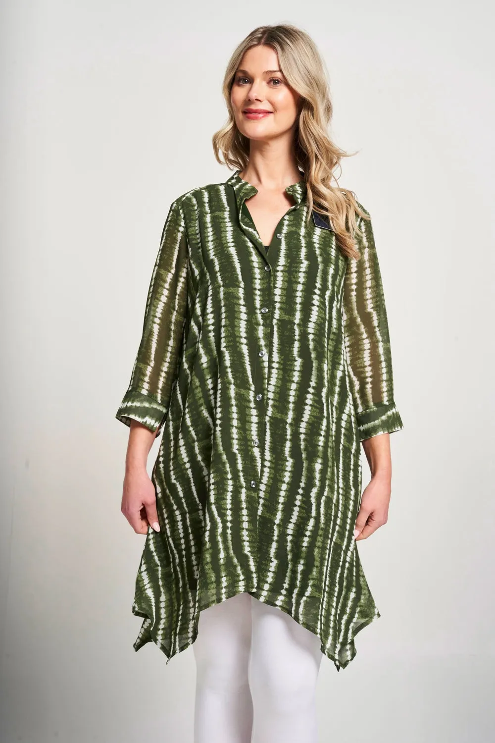 Saloos Fully Lined Band Collar Shirt Dress