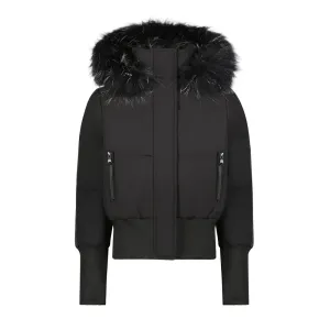 Scotch Bonnet Black/White Fur Ribbed Cuff Bomber