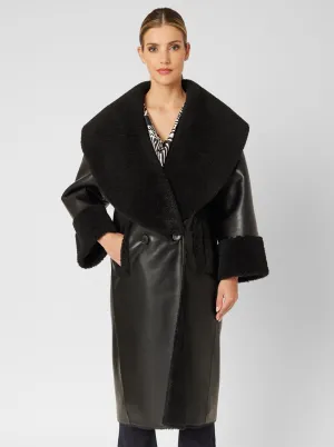 Shawl Collar Faux Shearling Coat