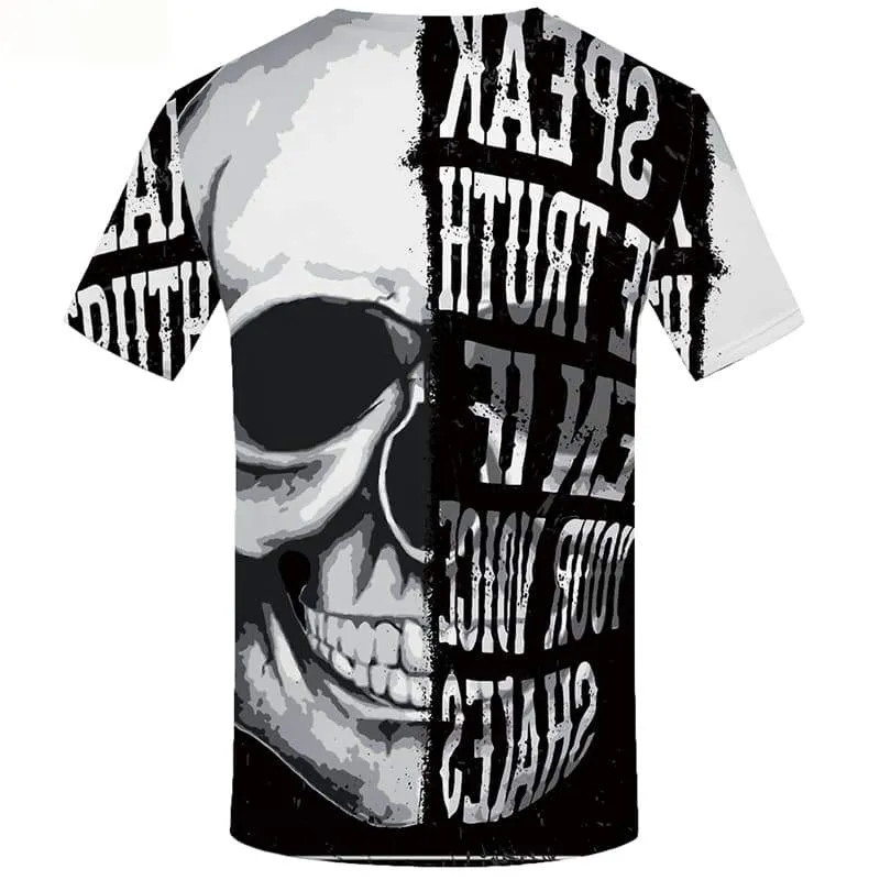 Skull T shirts Men Spider Web Tshirts Cool Black Tshirt Printed Geometry Tshirts Casual Short Sleeve Punk Rock Men/women Digital