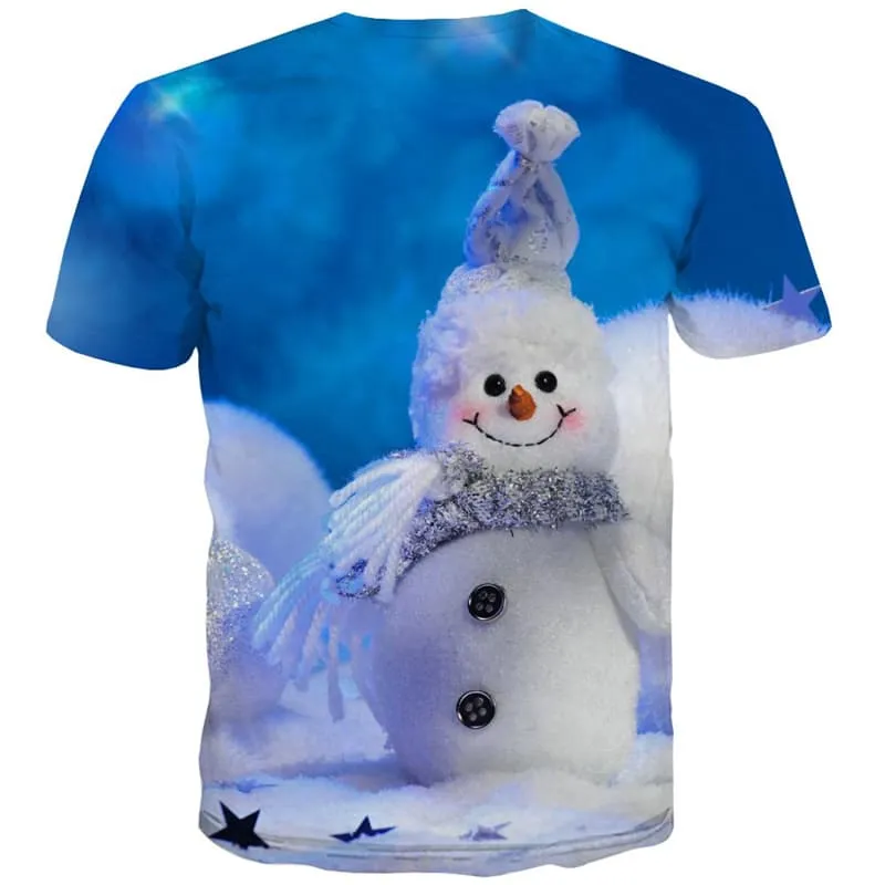 Snowman T-shirt Men Christmas Shirt Print Party Tshirt Anime Lovely T-shirts 3d
