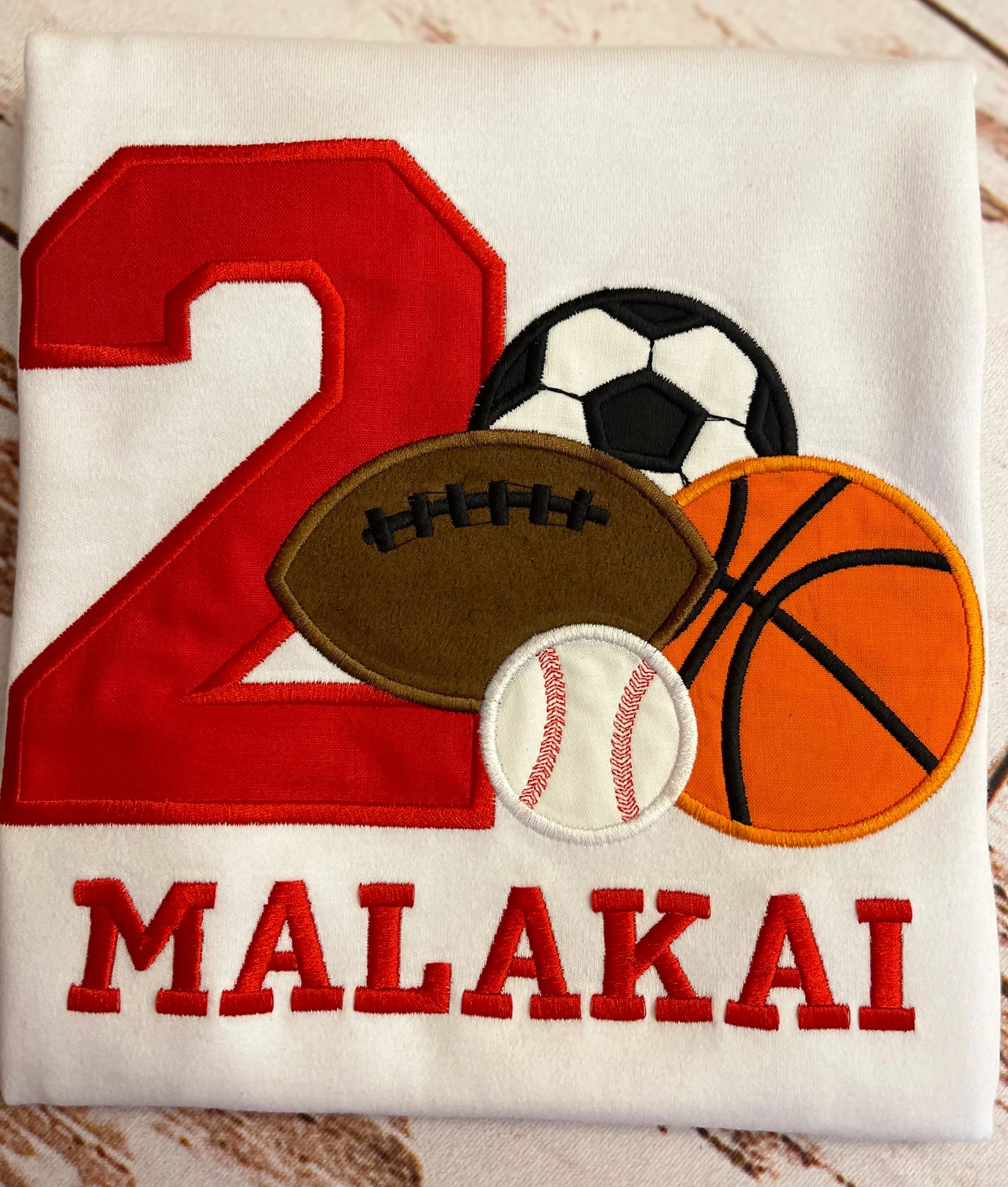 Sport Theme Birthday Shirt, Soccer Baseball Football basketball birthday shirt, Football Embroidered shirt, Baseball birthday shirt