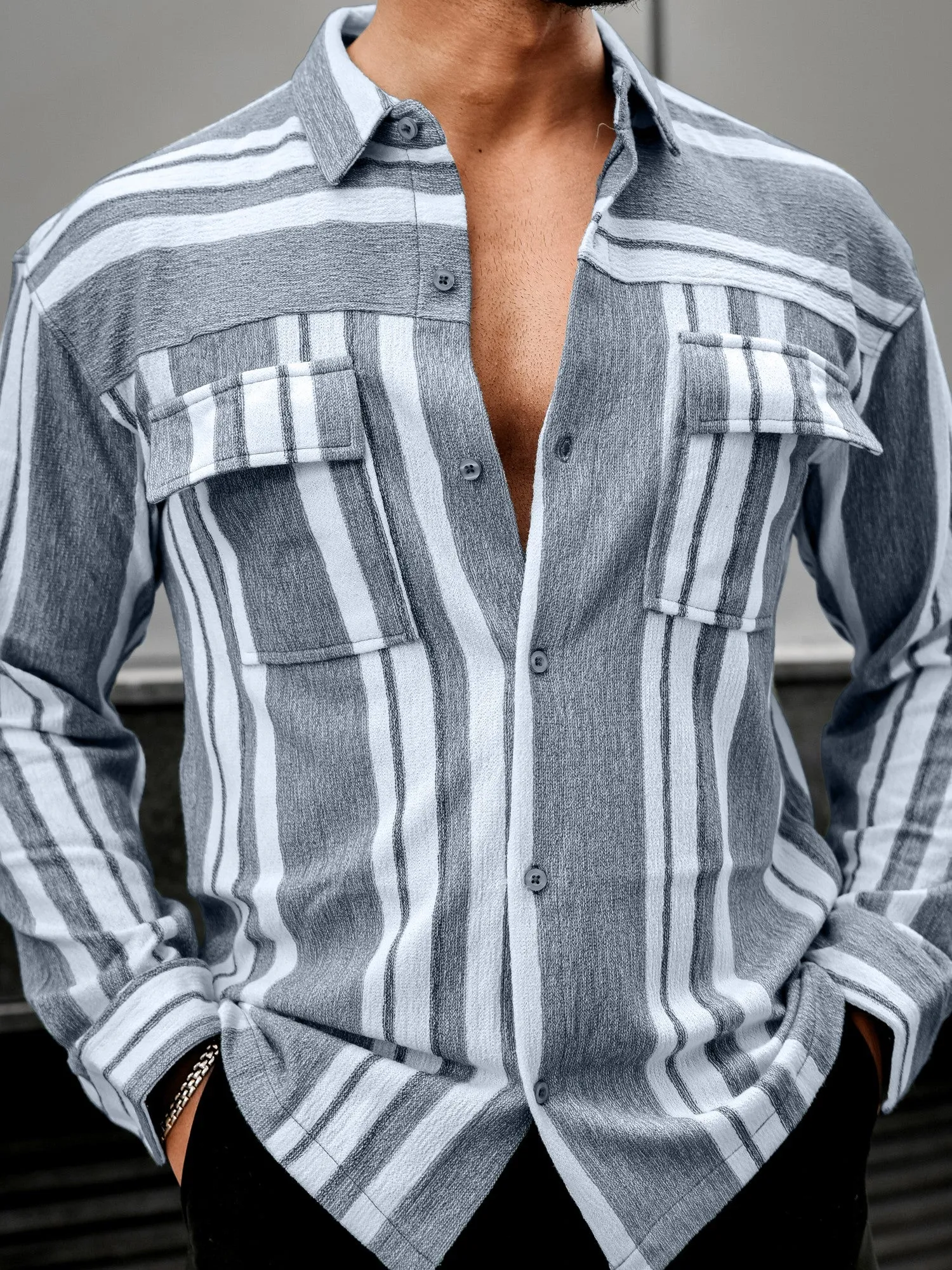 Striped Black Full Sleeve Shirt