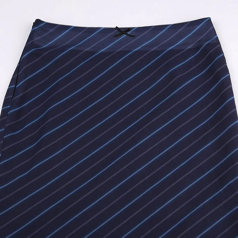 Striped Chiffon Stylish Midi Skirt