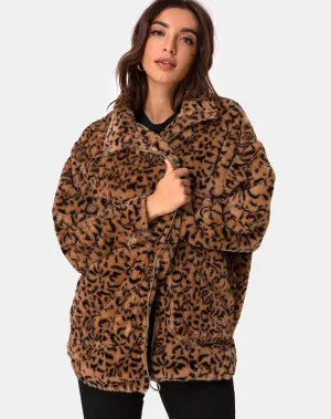 Teddy Bear Fur Coat in Brown Leopard Teddy Bear Fur Coat in Brown Leopard