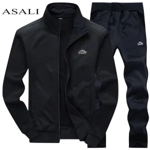 Tracksuits Men Polyester Sweatshirt Sporting Fleece 2019 Gyms Spring Jacket   Pants Casual Men's Track Suit Sportswear Fitness