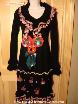 Ugly Christmas Sweater Party Tacky Dress with Lights - Holy Grail of Ugly (d61)