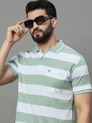 UNIBERRY Men's Polo Collar Striper T-Shirt