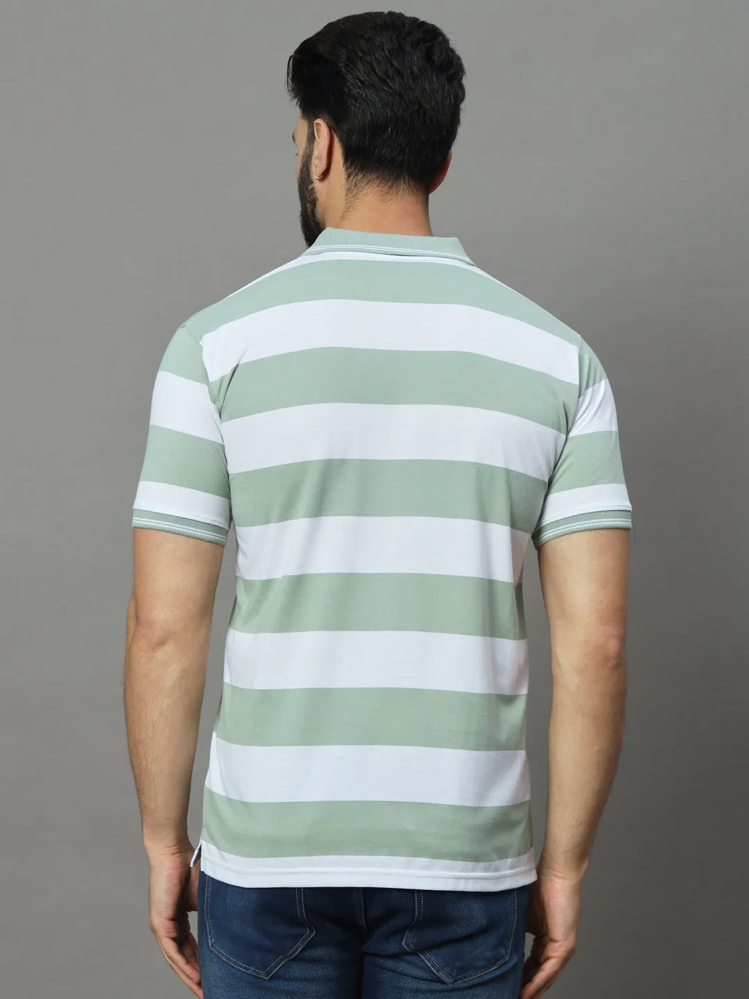 UNIBERRY Men's Polo Collar Striper T-Shirt
