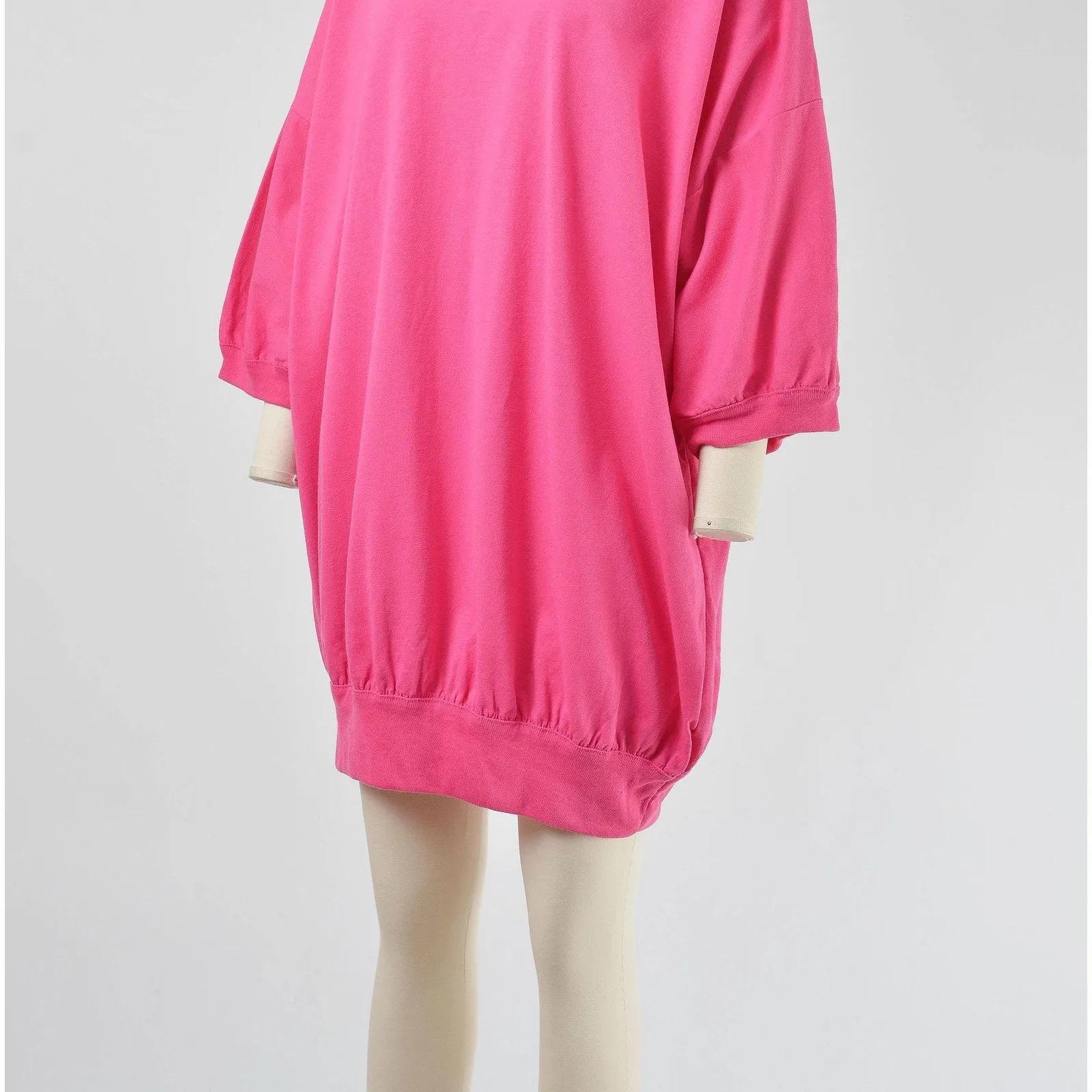 Vintage 80s Pink Oversized T-shirt Crewneck Cotton Blend Tee Mini Dress One Size
