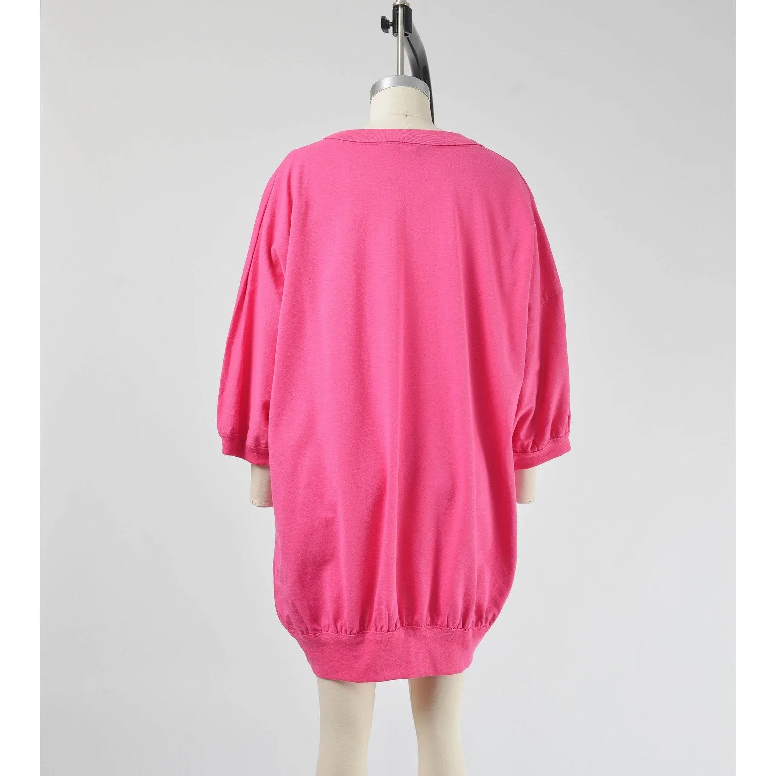 Vintage 80s Pink Oversized T-shirt Crewneck Cotton Blend Tee Mini Dress One Size