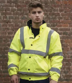 Warrior Hi-Vis Fleece Lined Bomber Jacket | Fluorescent Yellow