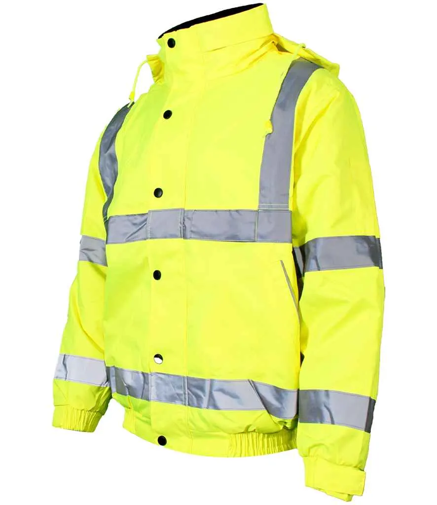 Warrior Hi-Vis Fleece Lined Bomber Jacket | Fluorescent Yellow