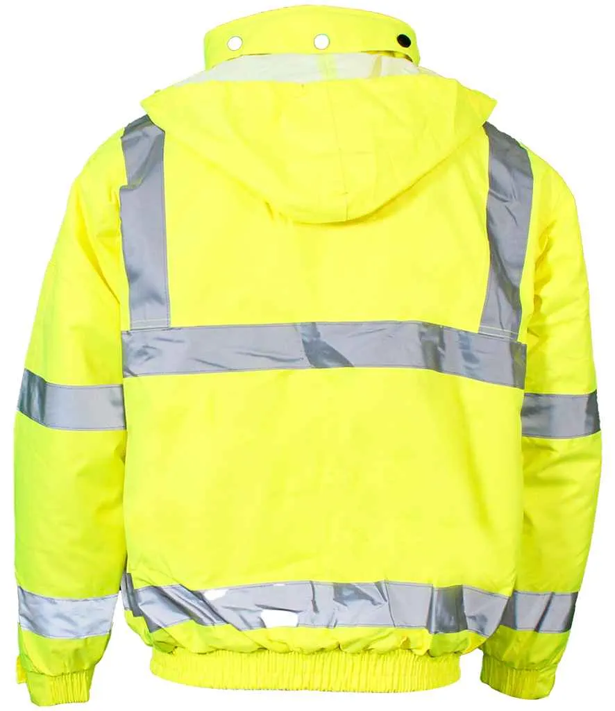 Warrior Hi-Vis Fleece Lined Bomber Jacket | Fluorescent Yellow