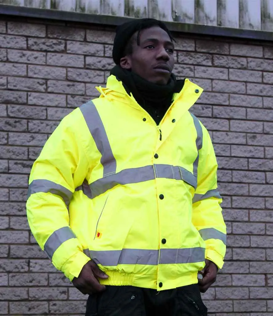 Warrior Hi-Vis Fleece Lined Bomber Jacket | Fluorescent Yellow