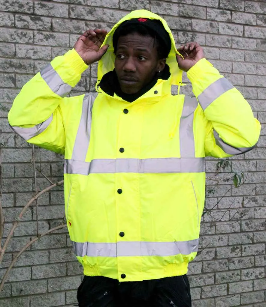 Warrior Hi-Vis Fleece Lined Bomber Jacket | Fluorescent Yellow