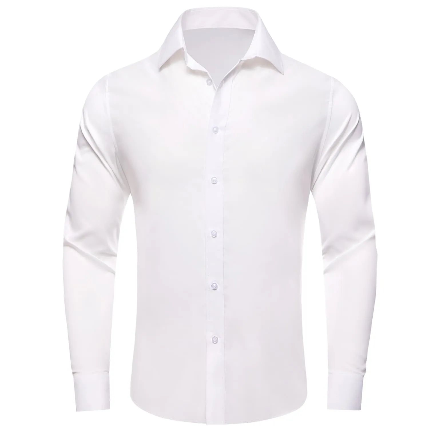 YourTies White Solid Long Sleeve Shirt with Light Pink Floral Silk Tie for Men
